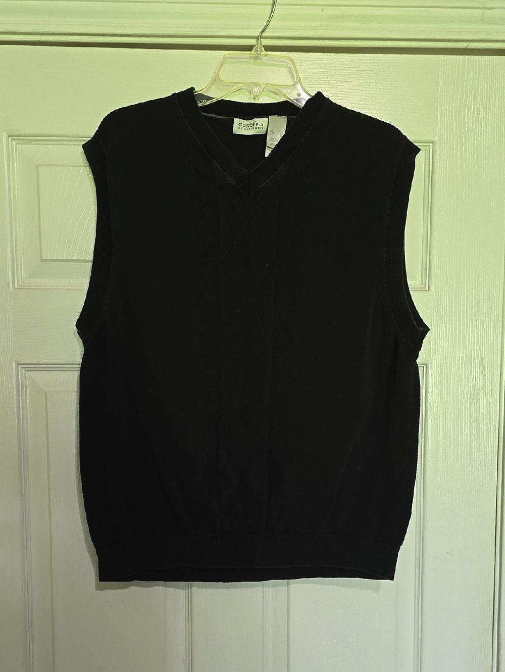 Concepts By Claiborne Classic Black V-Neck Cable Knit Sweater Vest - Nens XL